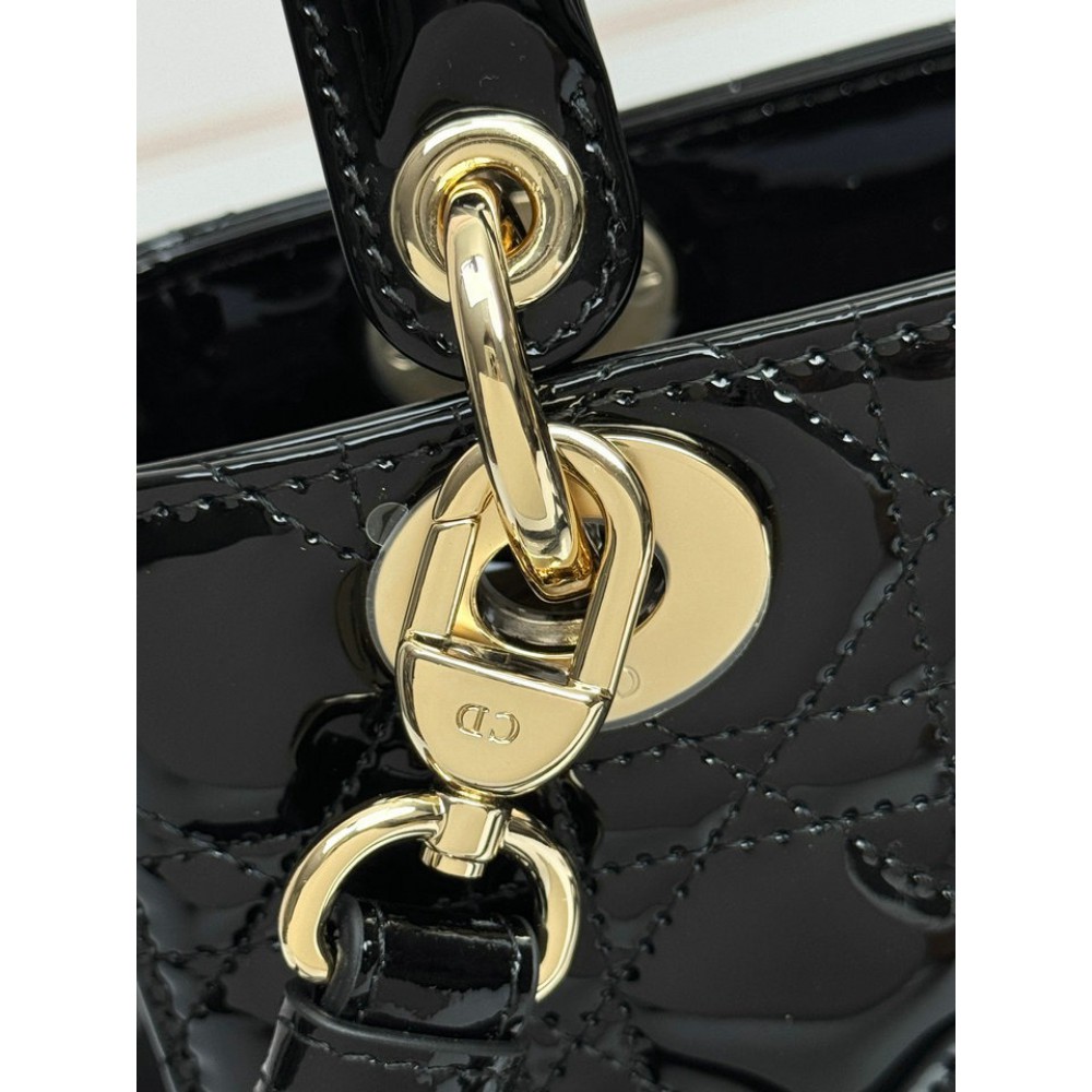 Dior Lady small size with strap 20x16.5x8cm Bags patent