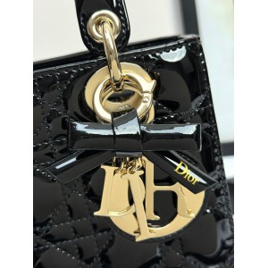 Dior Lady small size with strap 20x16.5x8cm Bags patent