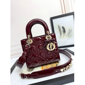 Dior Lady small size with strap 20x16.5x8cm Bags patent