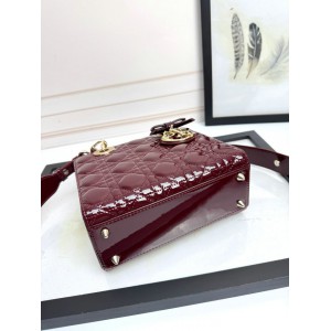 Dior Lady small size with strap 20x16.5x8cm Bags patent