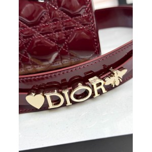Dior Lady small size with strap 20x16.5x8cm Bags patent