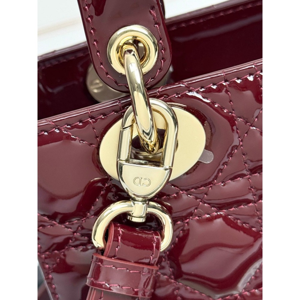 Dior Lady small size with strap 20x16.5x8cm Bags patent