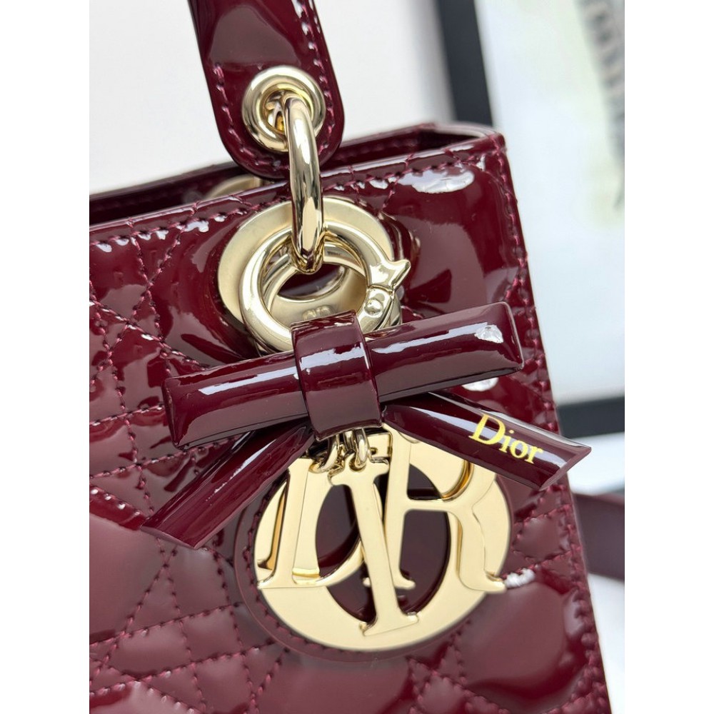 Dior Lady small size with strap 20x16.5x8cm Bags patent