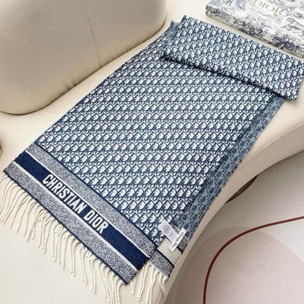 Dior oblique scarf blue 50x180cm Accesories