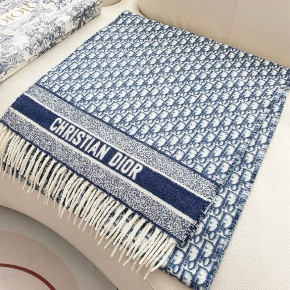 Dior oblique scarf blue 50x180cm Accesories