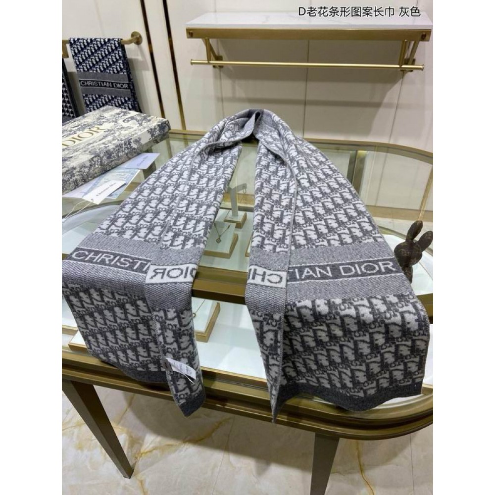 Dior oblique scarf navy blue 30x195cm Accesories