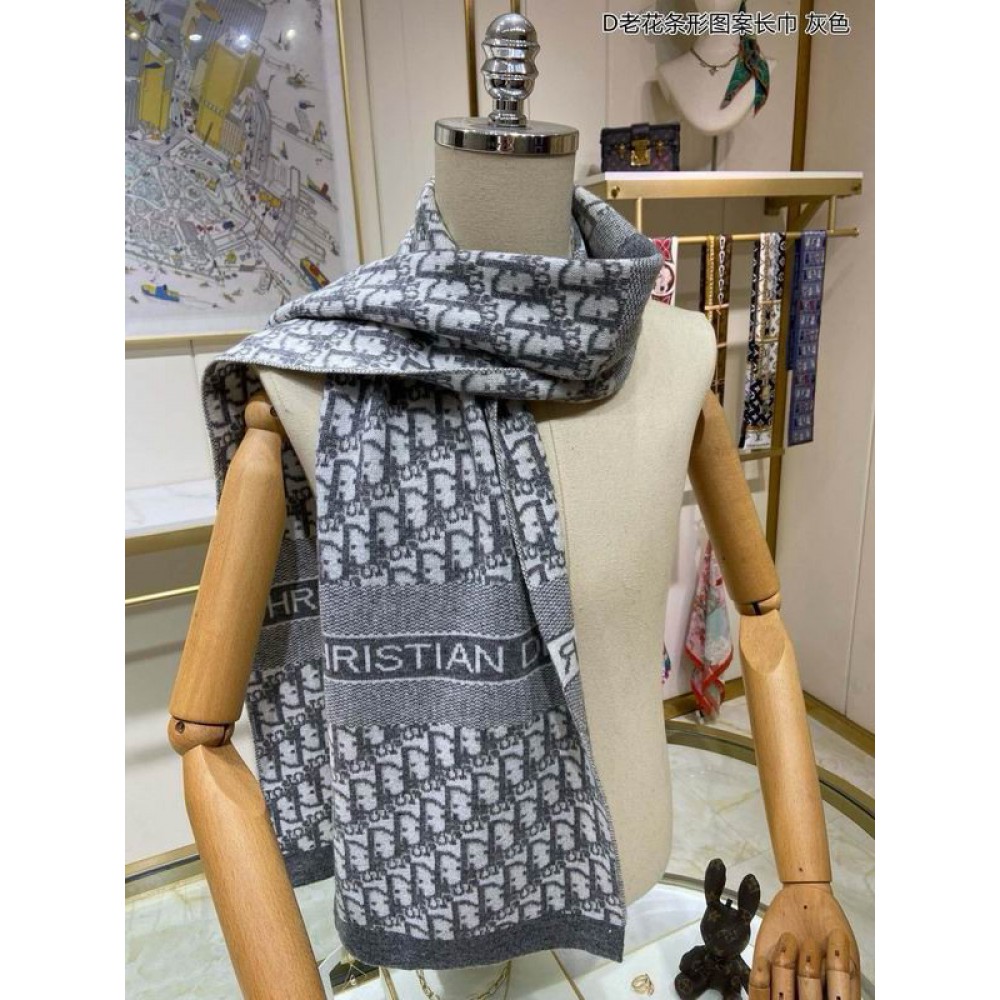 Dior oblique scarf navy blue 30x195cm Accesories