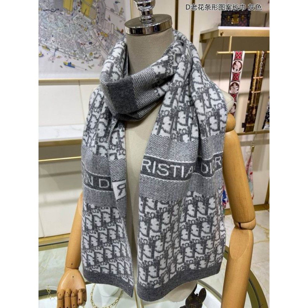 Dior oblique scarf navy blue 30x195cm Accesories