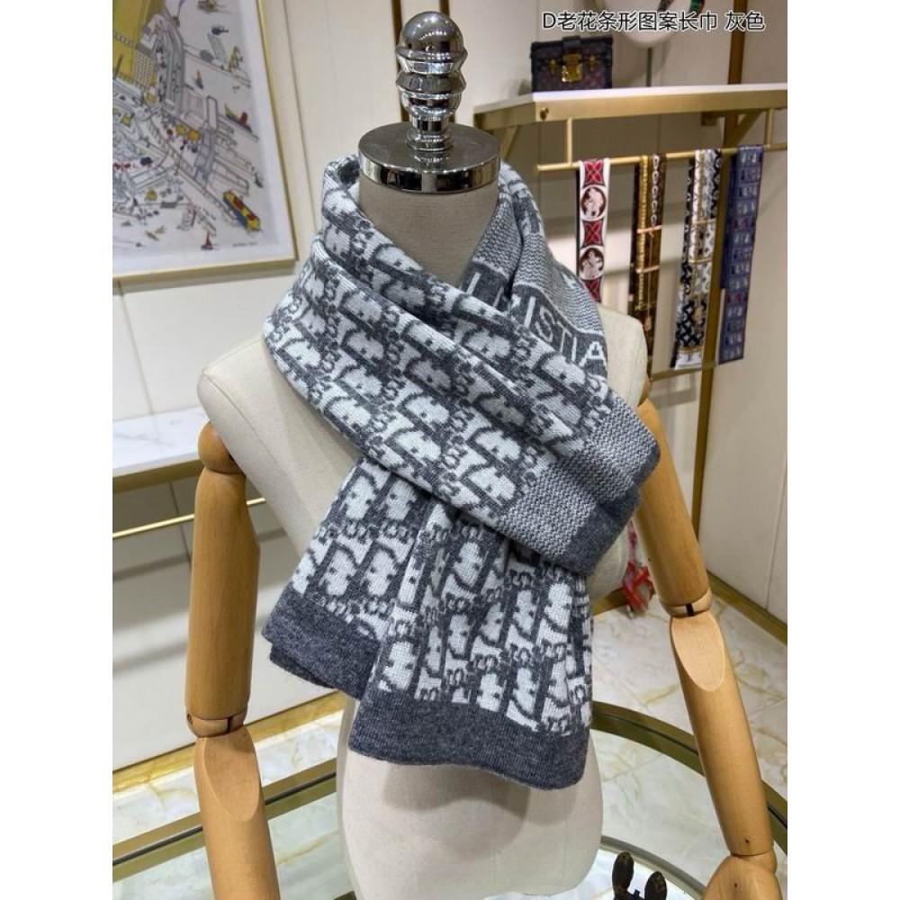 Dior oblique scarf navy blue 30x195cm Accesories