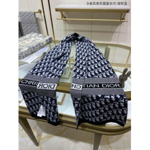 Dior oblique scarf navy blue 30x195cm Accesories