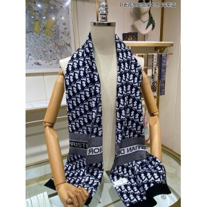 Dior oblique scarf navy blue 30x195cm Accesories