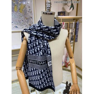 Dior oblique scarf navy blue 30x195cm Accesories