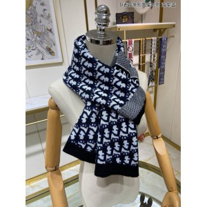 Dior oblique scarf navy blue 30x195cm Accesories