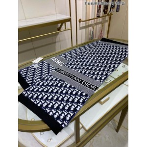 Dior oblique scarf navy blue 30x195cm Accesories