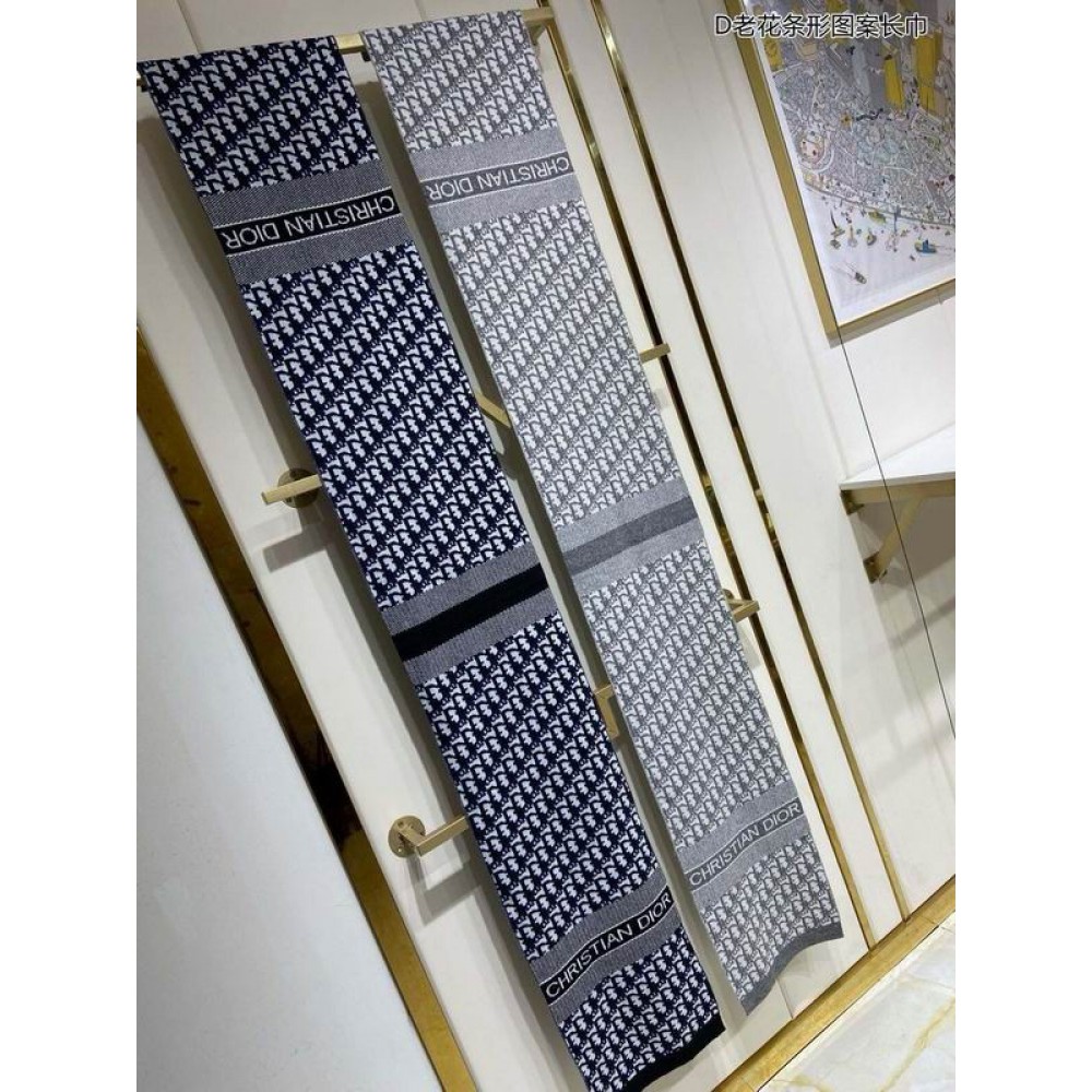 Dior oblique scarf navy blue 30x195cm Accesories