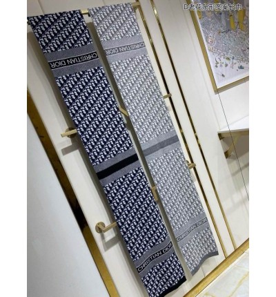 Dior oblique scarf navy blue 30x195cm