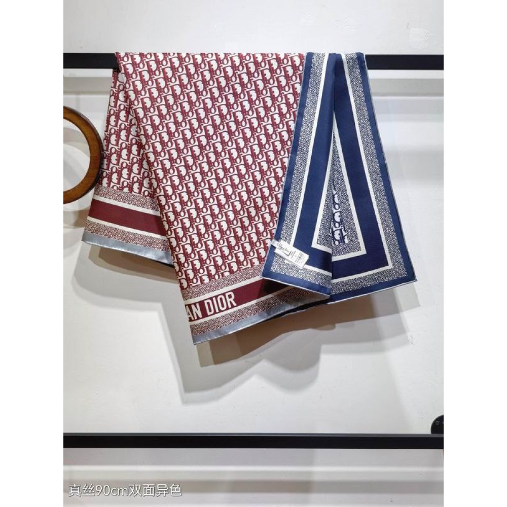 Dior oblique Diortwin 90 Square Scarf 90x90cm burgundy-navy blue silk 100%