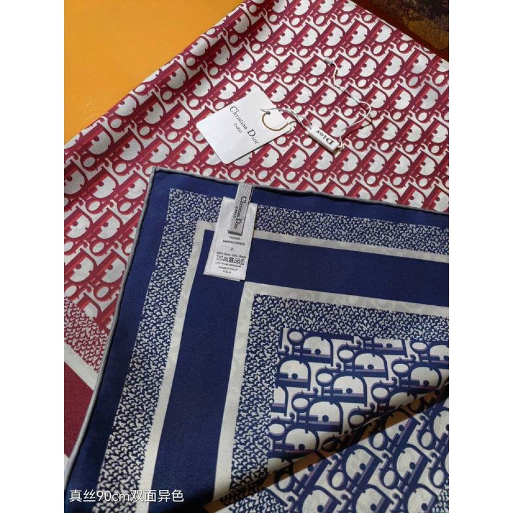 Dior oblique Diortwin 90 Square Scarf 90x90cm burgundy-navy blue silk 100%