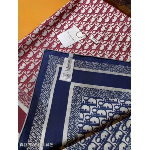 Dior oblique Diortwin 90 Square Scarf 90x90cm burgundy-navy blue silk 100%
