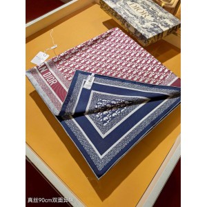 Dior oblique Diortwin 90 Square Scarf 90x90cm burgundy-navy blue silk 100%