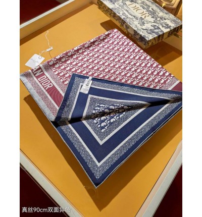 Dior oblique Diortwin 90 Square Scarf 90x90cm burgundy-navy blue silk 100%