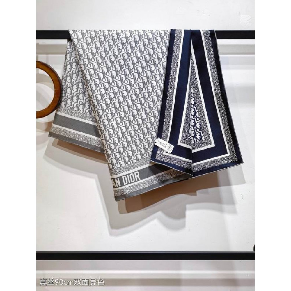 Dior oblique Diortwin 90 Square Scarf 90x90cm grey-black silk 100% Accesories