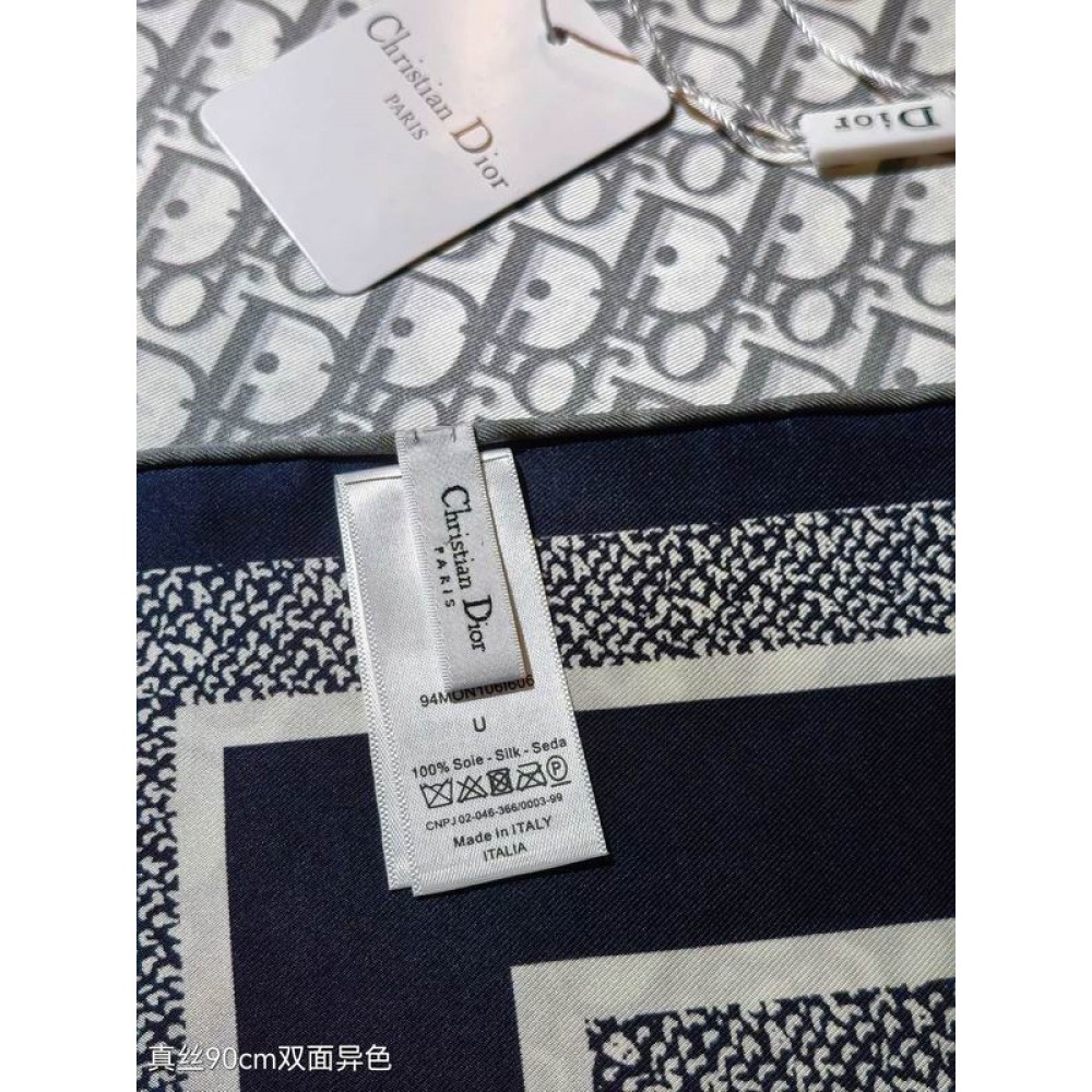 Dior oblique Diortwin 90 Square Scarf 90x90cm grey-black silk 100% Accesories