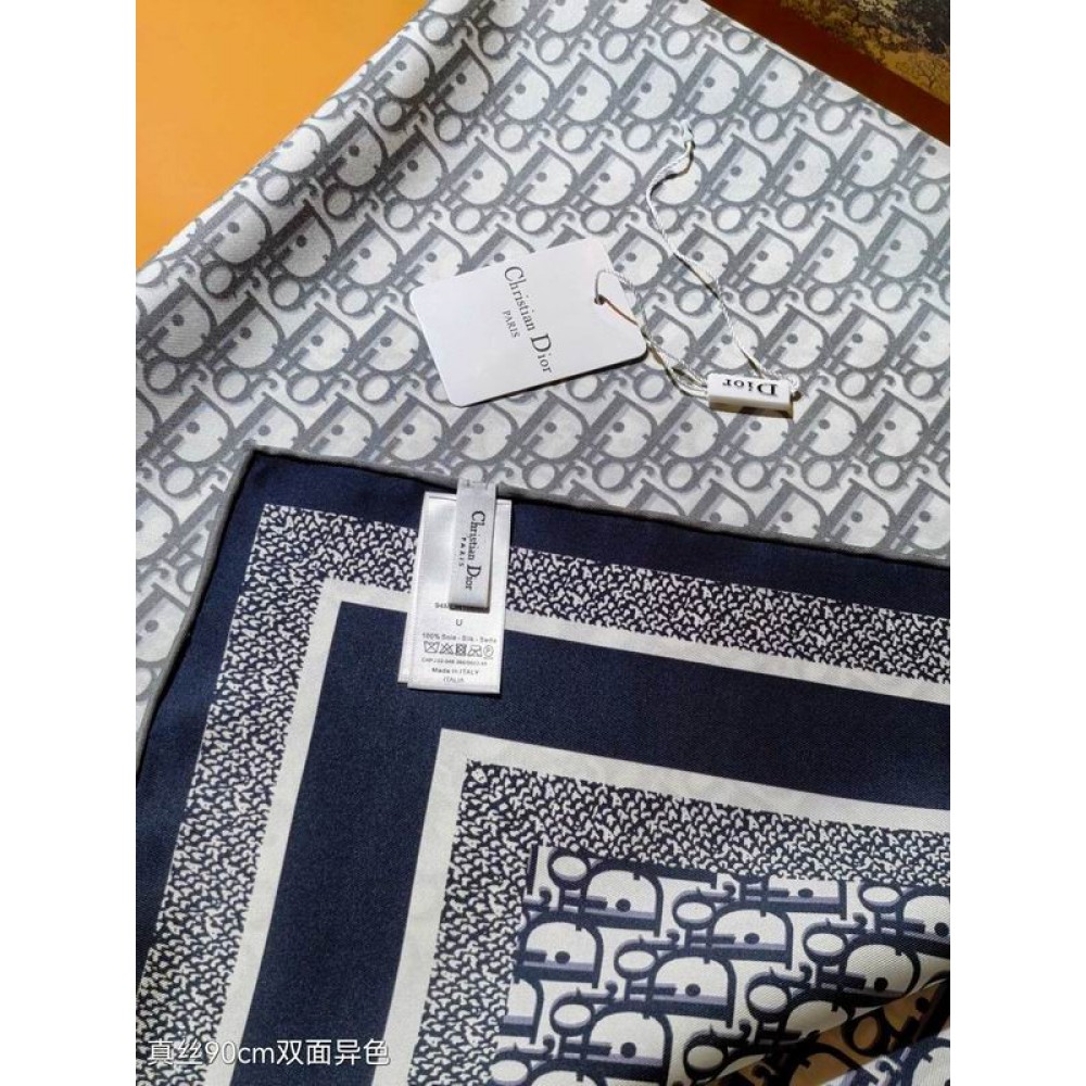 Dior oblique Diortwin 90 Square Scarf 90x90cm grey-black silk 100% Accesories