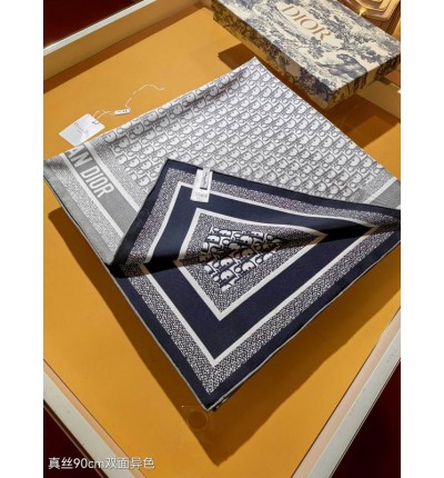 Dior oblique Diortwin 90 Square Scarf 90x90cm grey-black silk 100%
