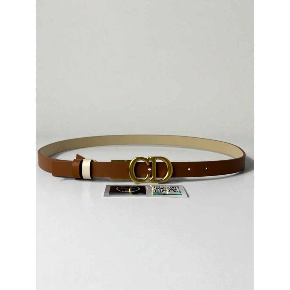 Dior Reversible saddle belt caramel-beige 2cm leather 100% Accesories