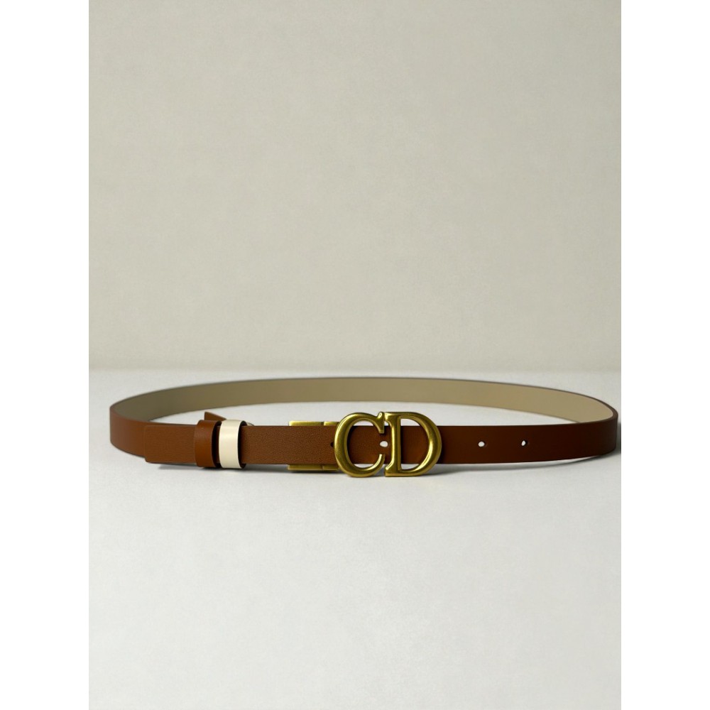 Dior Reversible saddle belt caramel-beige 2cm leather 100% Accesories