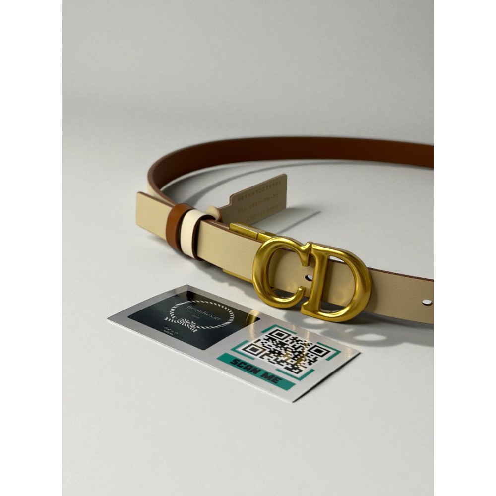 Dior Reversible saddle belt caramel-beige 2cm leather 100% Accesories