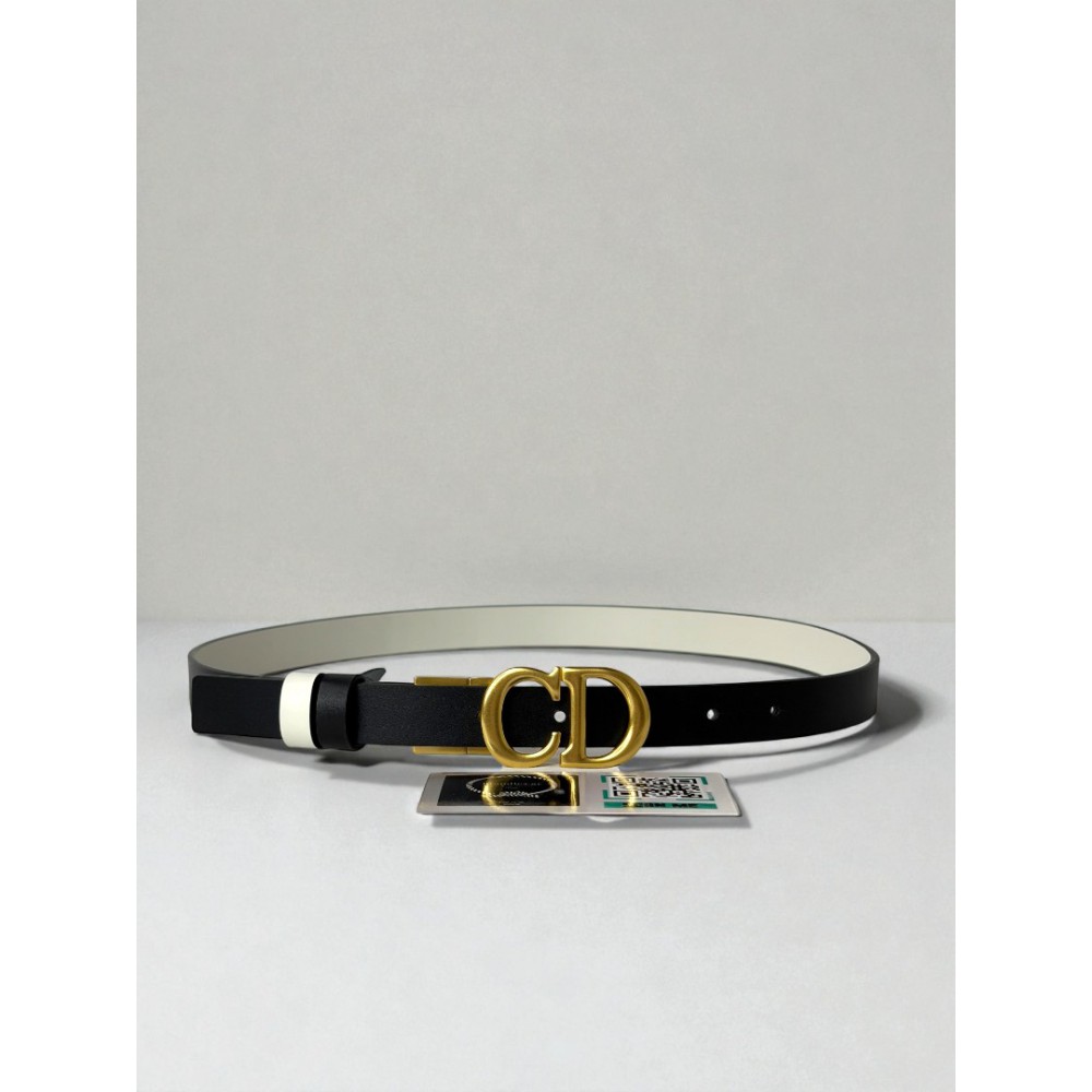 Dior Reversible saddle belt black-white 2cm leather 100% Accesories