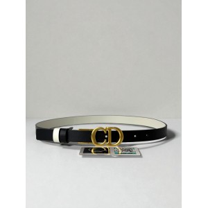 Dior Reversible saddle belt black-white 2cm leather 100% Accesories