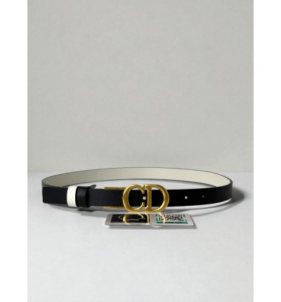 Dior Reversible saddle belt black-white 2cm leather 100%