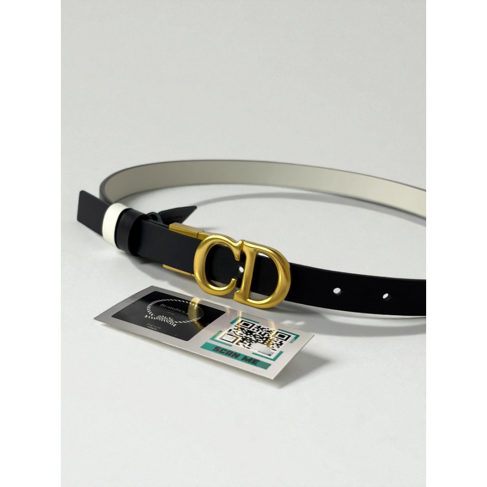 Dior Reversible saddle belt black-white 2cm leather 100% Accesories
