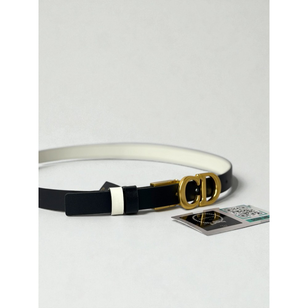 Dior Reversible saddle belt black-white 2cm leather 100% Accesories