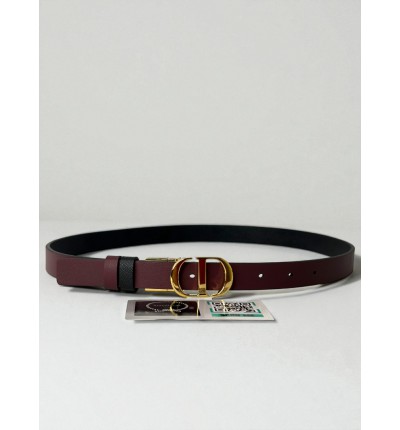 Dior 30 montaigne belt reversible burgundy-black 2cm 