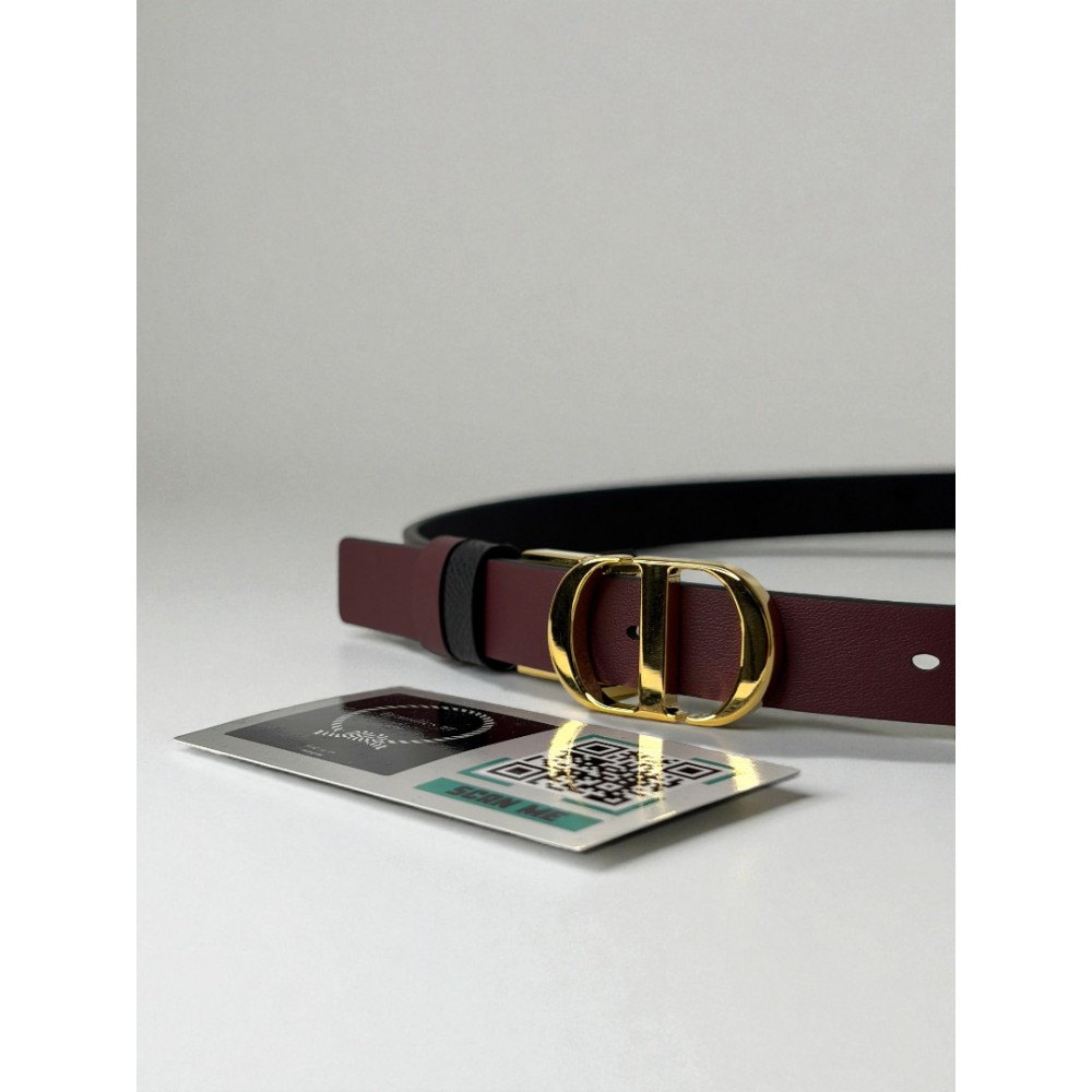 Dior 30 montaigne belt reversible burgundy-black 2cm  Accesories