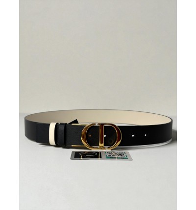 Dior 30 montaigne belt reversible black-latte 3.5cm 