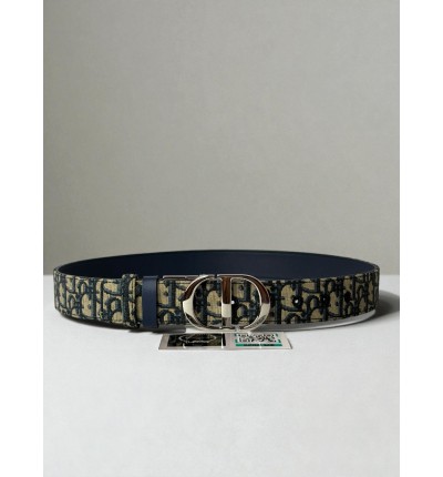 Dior 30 montaigne belt reversible oblique-navy blue 3.5cm 