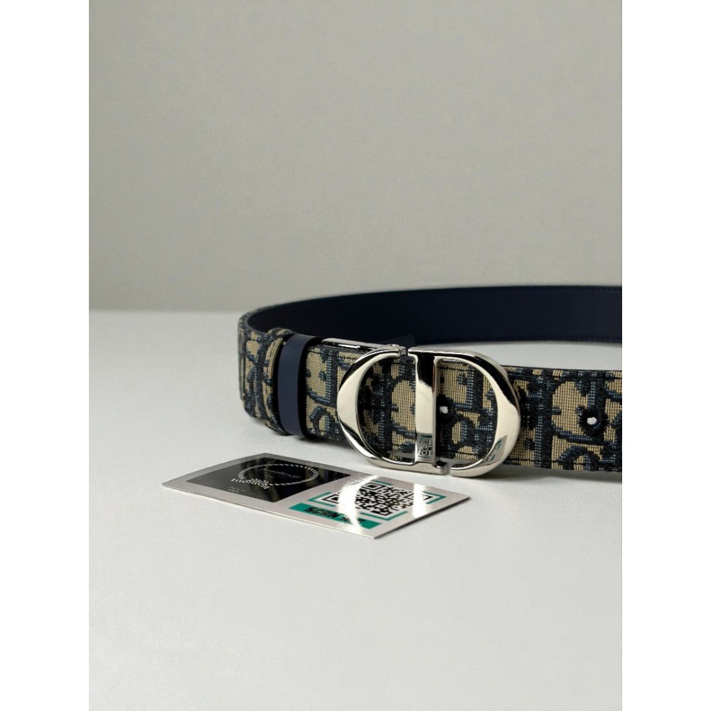 Dior 30 montaigne belt reversible oblique-navy blue 3.5cm  Accesories