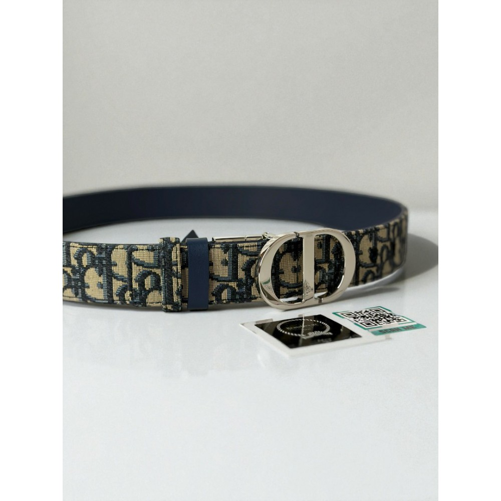 Dior 30 montaigne belt reversible oblique-navy blue 3.5cm  Accesories
