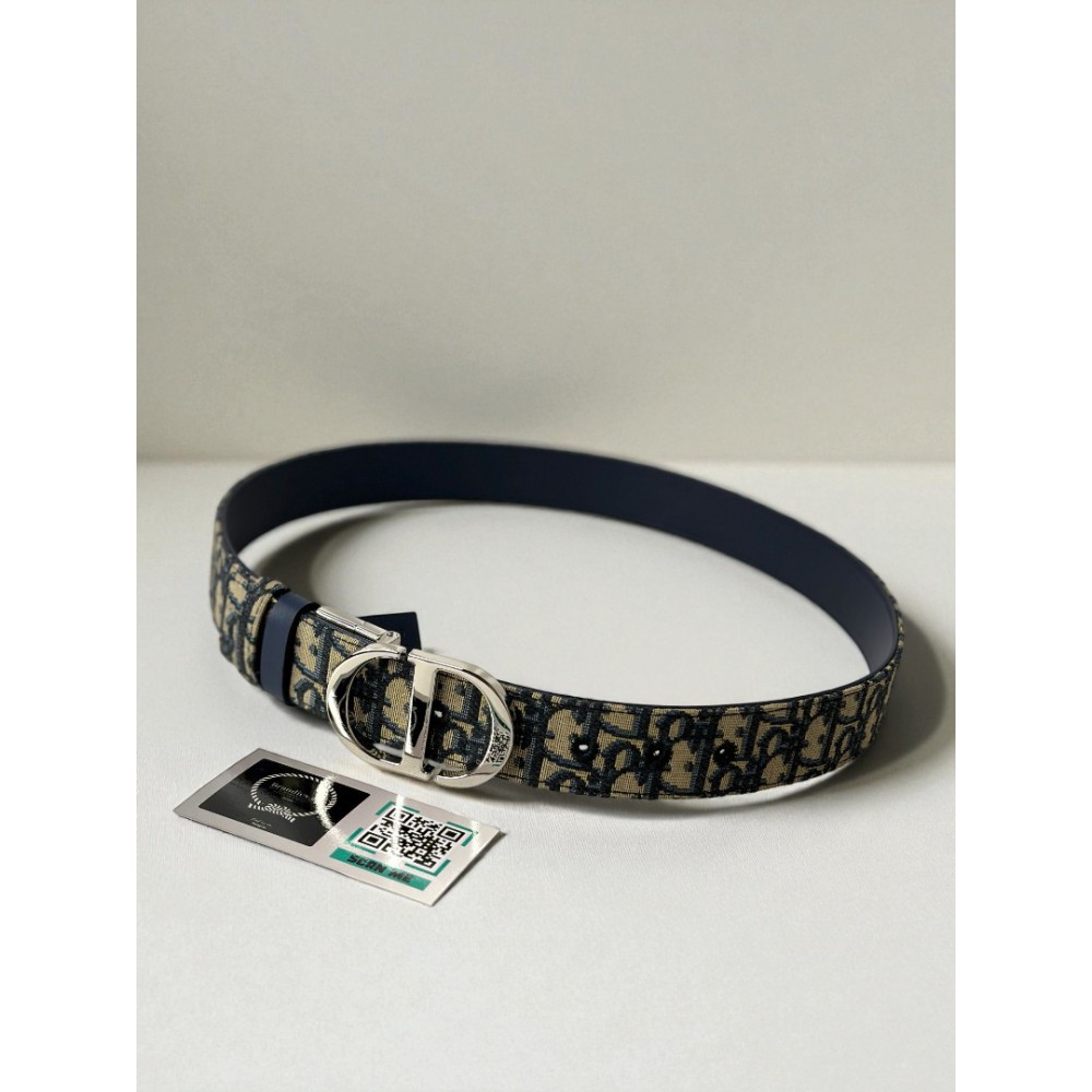 Dior 30 montaigne belt reversible oblique-navy blue 3.5cm  Accesories