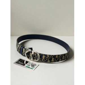 Dior 30 montaigne belt reversible oblique-navy blue 3.5cm  Accesories