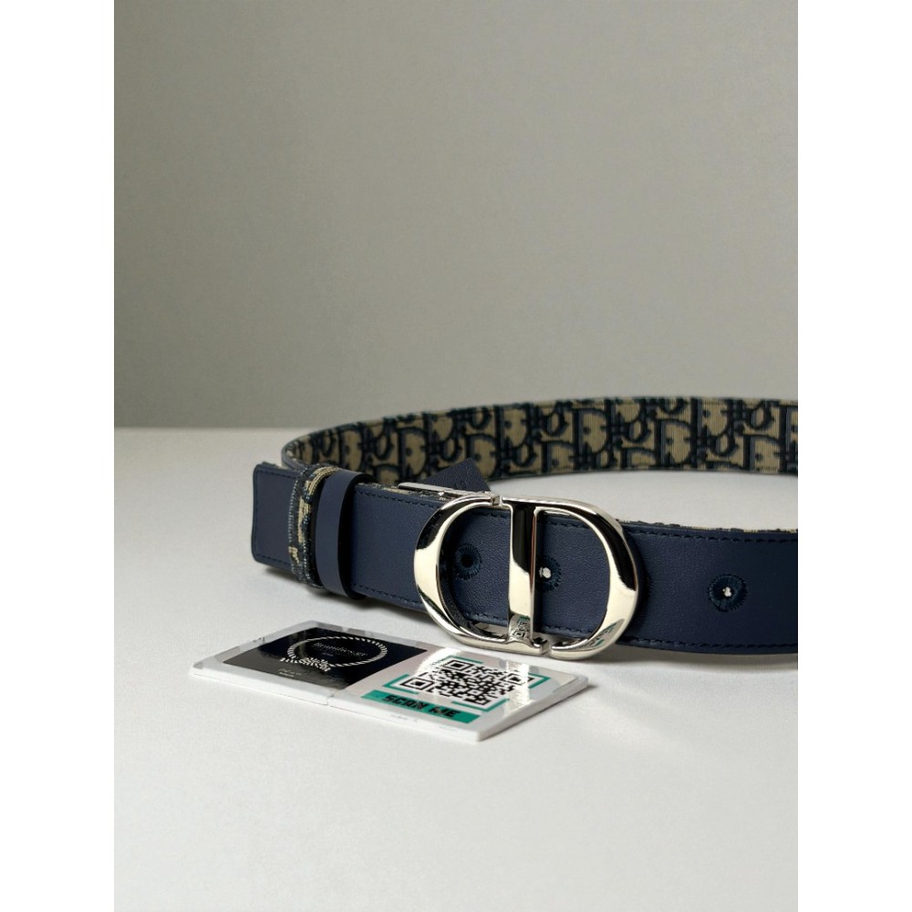 Dior 30 montaigne belt reversible oblique-navy blue 3.5cm  Accesories