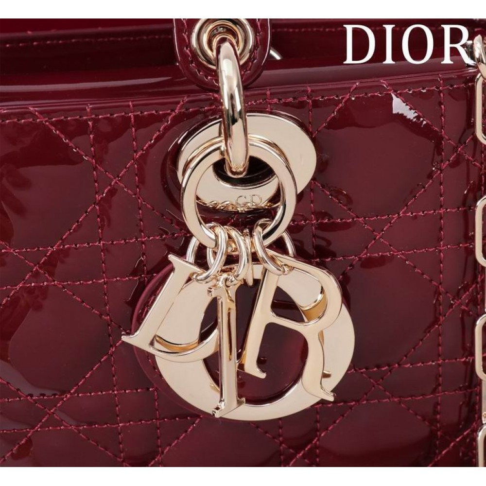 Dior Lady Medium D-Joy Bag patent Lambskin 26 x 13.5 x 5 cm