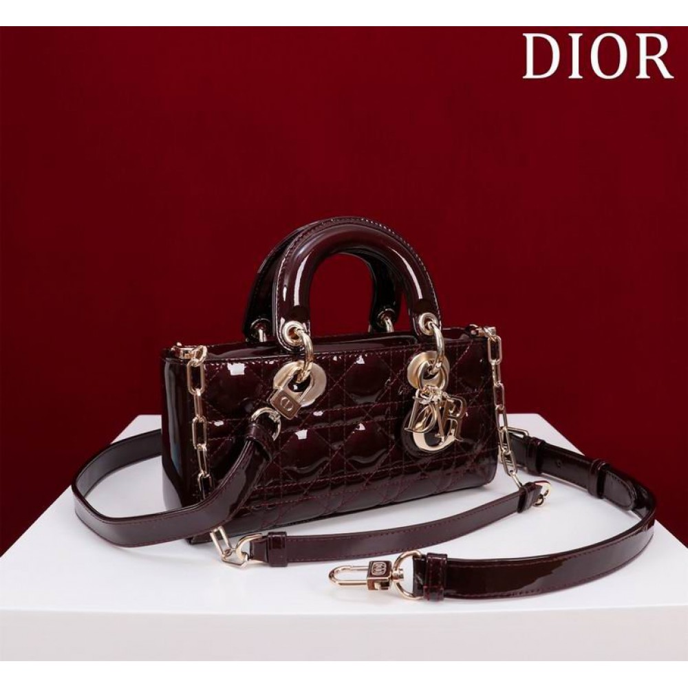 Dior Small Lady D-Joy Bag patent Lambskin 22 x 12 x 6 cm