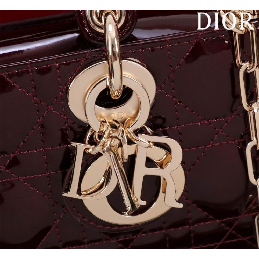 Dior Small Lady D-Joy Bag patent Lambskin 22 x 12 x 6 cm