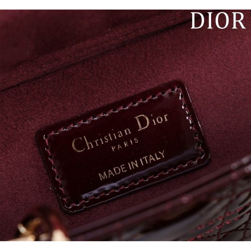 Dior Small Lady D-Joy Bag patent Lambskin 22 x 12 x 6 cm